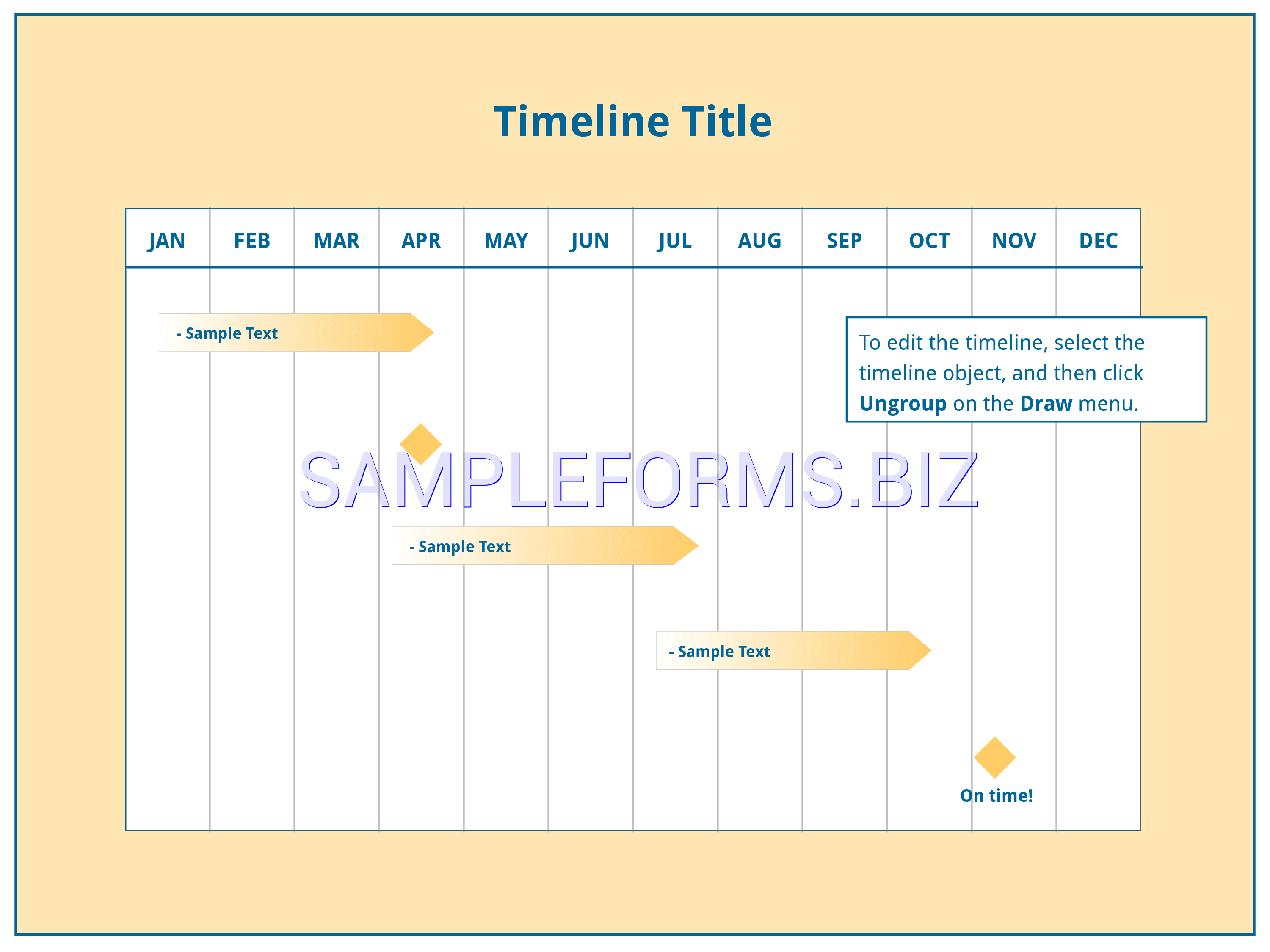Preview free downloadable Twelve-Month Timeline in PDF (page 1)